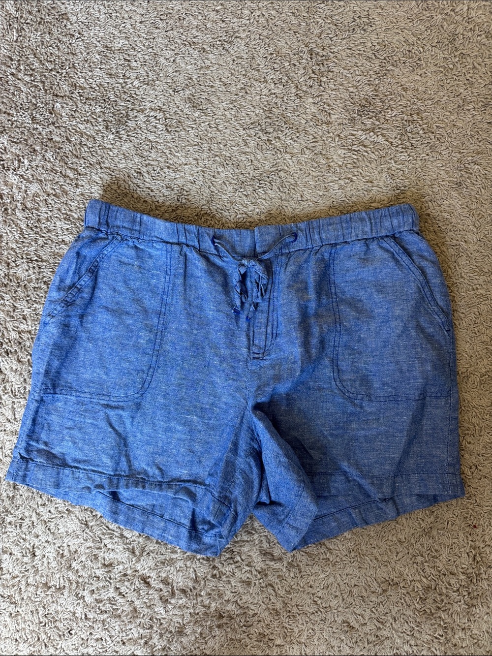 Liz Claiborne Chambray Blue Drawstring Linen Shorts / J118